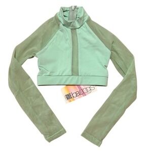 CS Baltogs Mock Neck Long Sleeve Dance Crop Top mint green small CS dancewear
